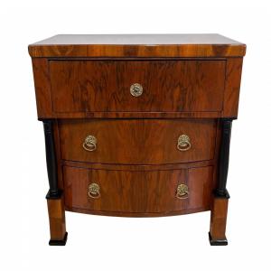 Petite Commode Biedermeier, Noyer, Colonnes, Autriche/vienne Vers 1830