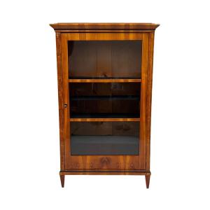 Biedermeier Display Cabinet, Cherry Veneer, Ash Burl, Austria Circa 1820