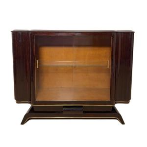 Art Deco Vitrine Sideboard, Macassar, Brass, Paris Circa 1930