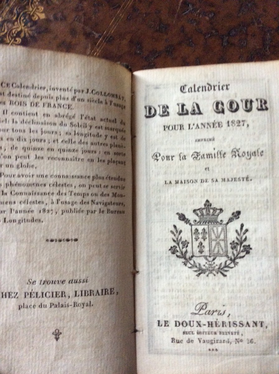 Calendrier De La Cour Année 1822 Et 1827-photo-4