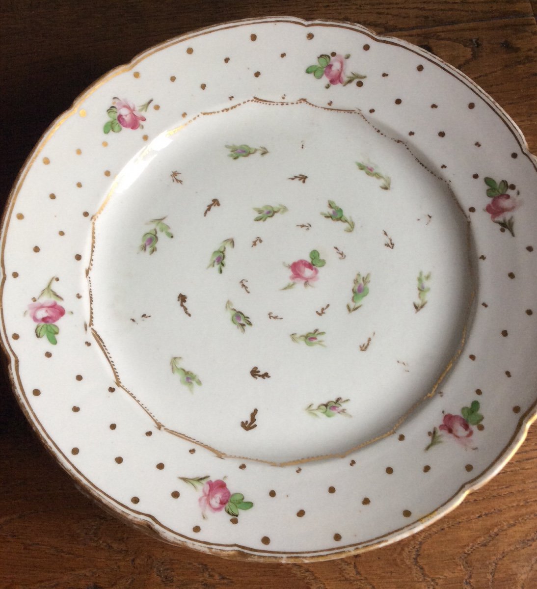 Set Of Six Porcelain Plates Verneuilh And Vanier Manufacture Circa 1787-1790