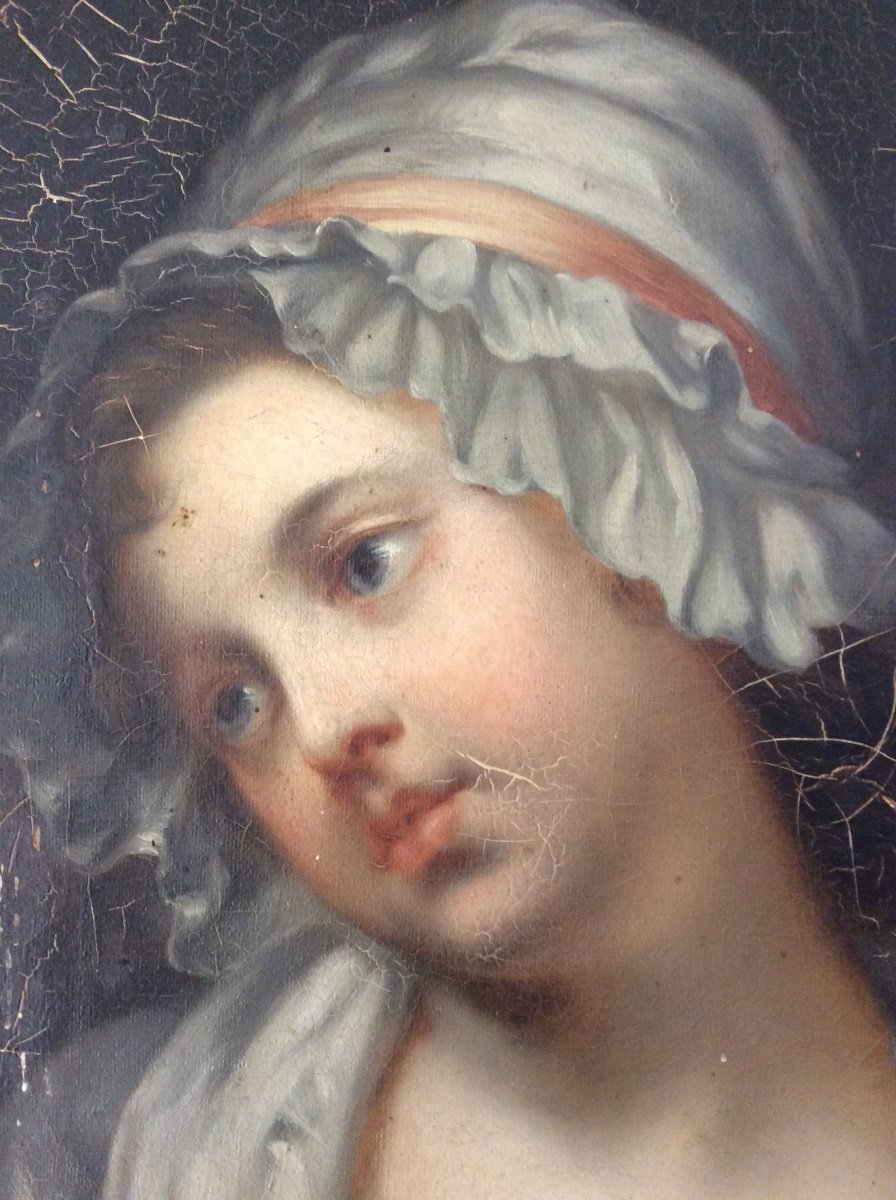 Portrait Of A Little Girl With A Bonnet After Jean Baptiste Greuze -photo-2