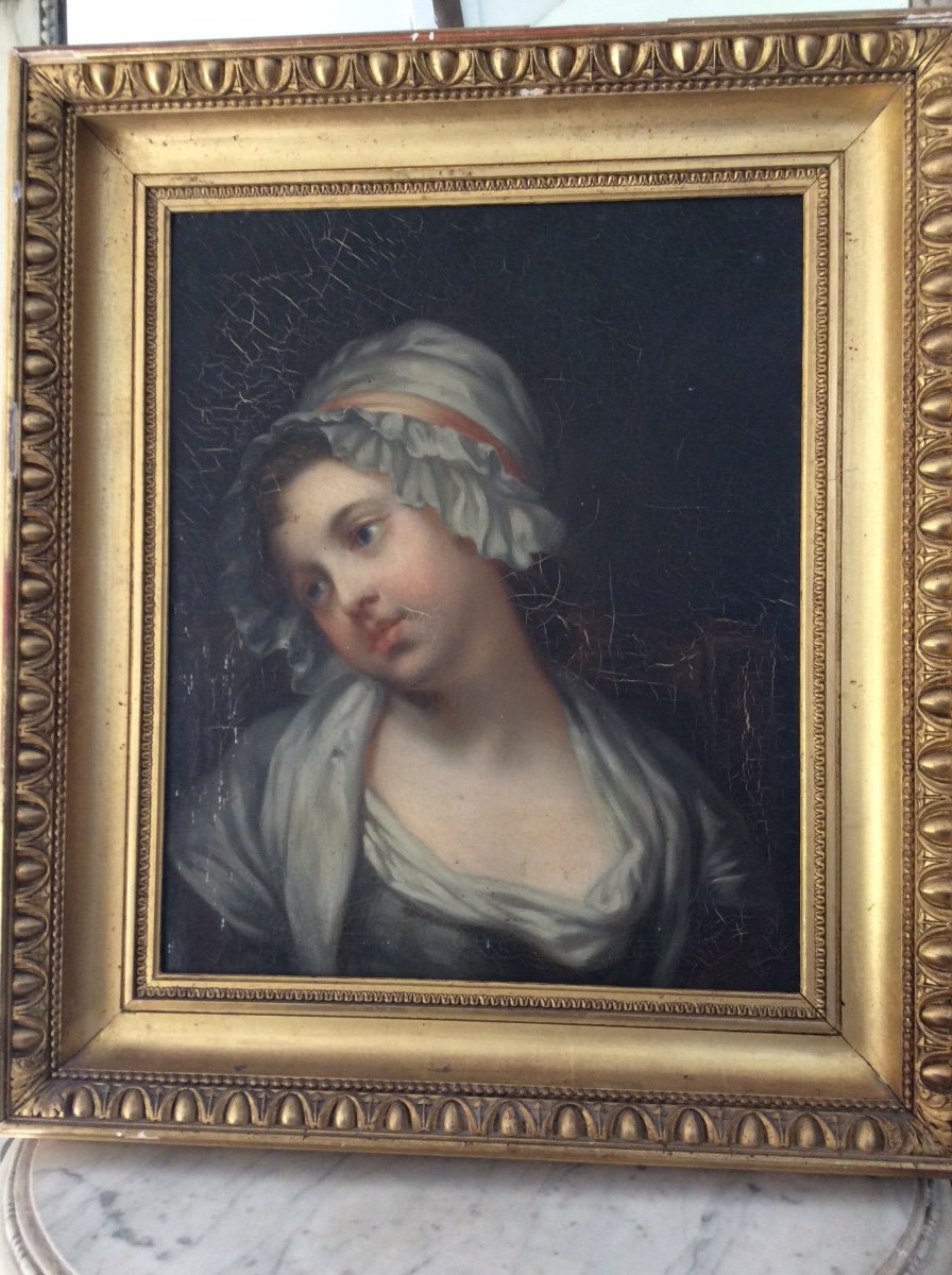 Portrait Of A Little Girl With A Bonnet After Jean Baptiste Greuze 