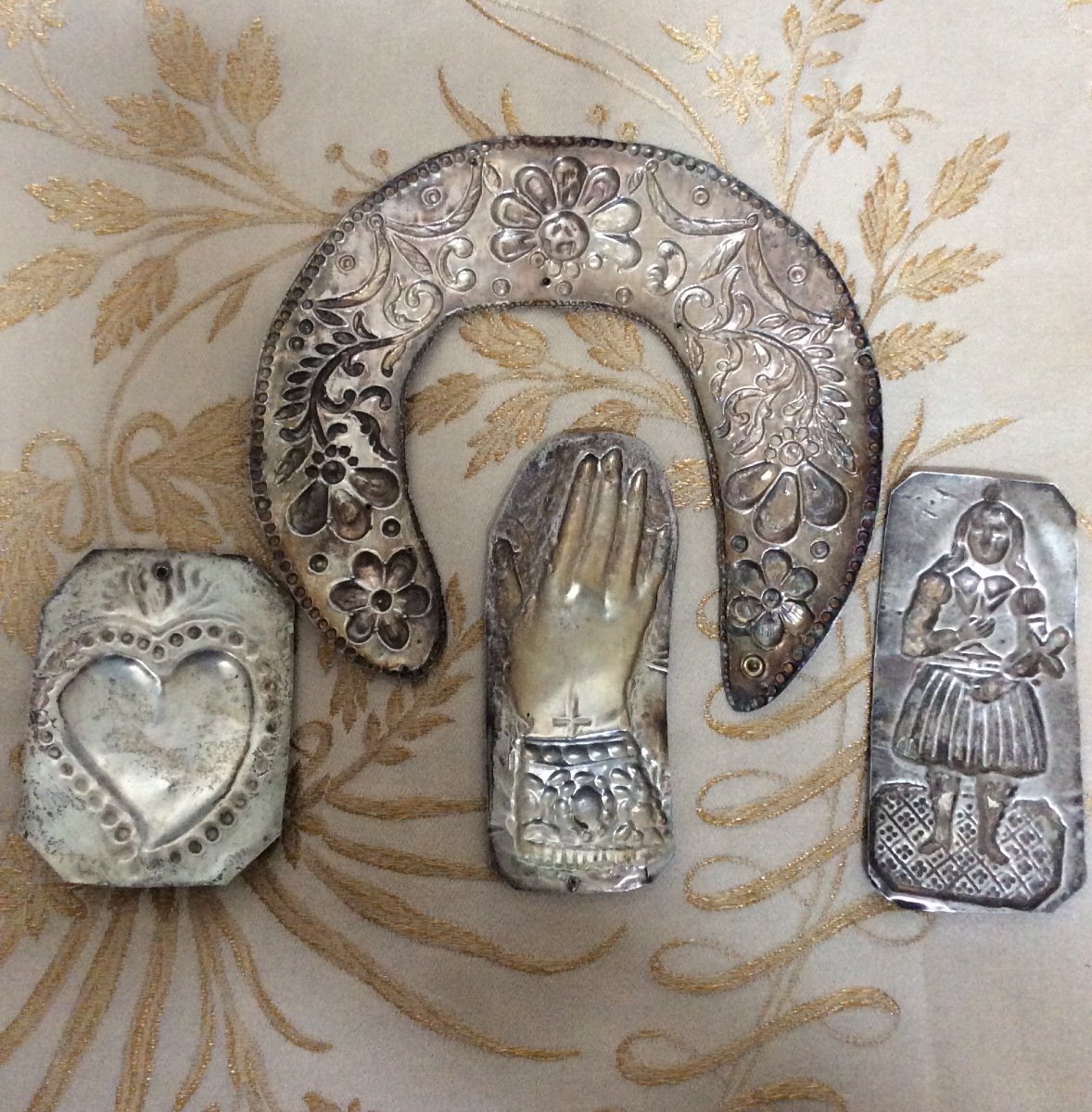 Quatre Ex Voto En Argent XVIII ème Siècle -photo-2