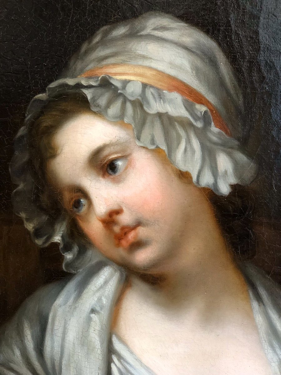 Portrait Of A Young Girl With A Bonnet After Jean Baptiste Greuze -photo-2