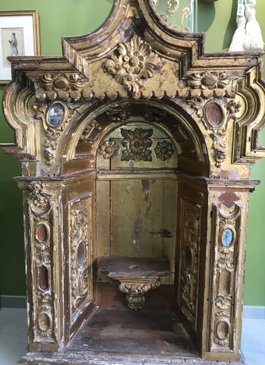 Retable En Bois Doré Italie XVIII ème Siècle 