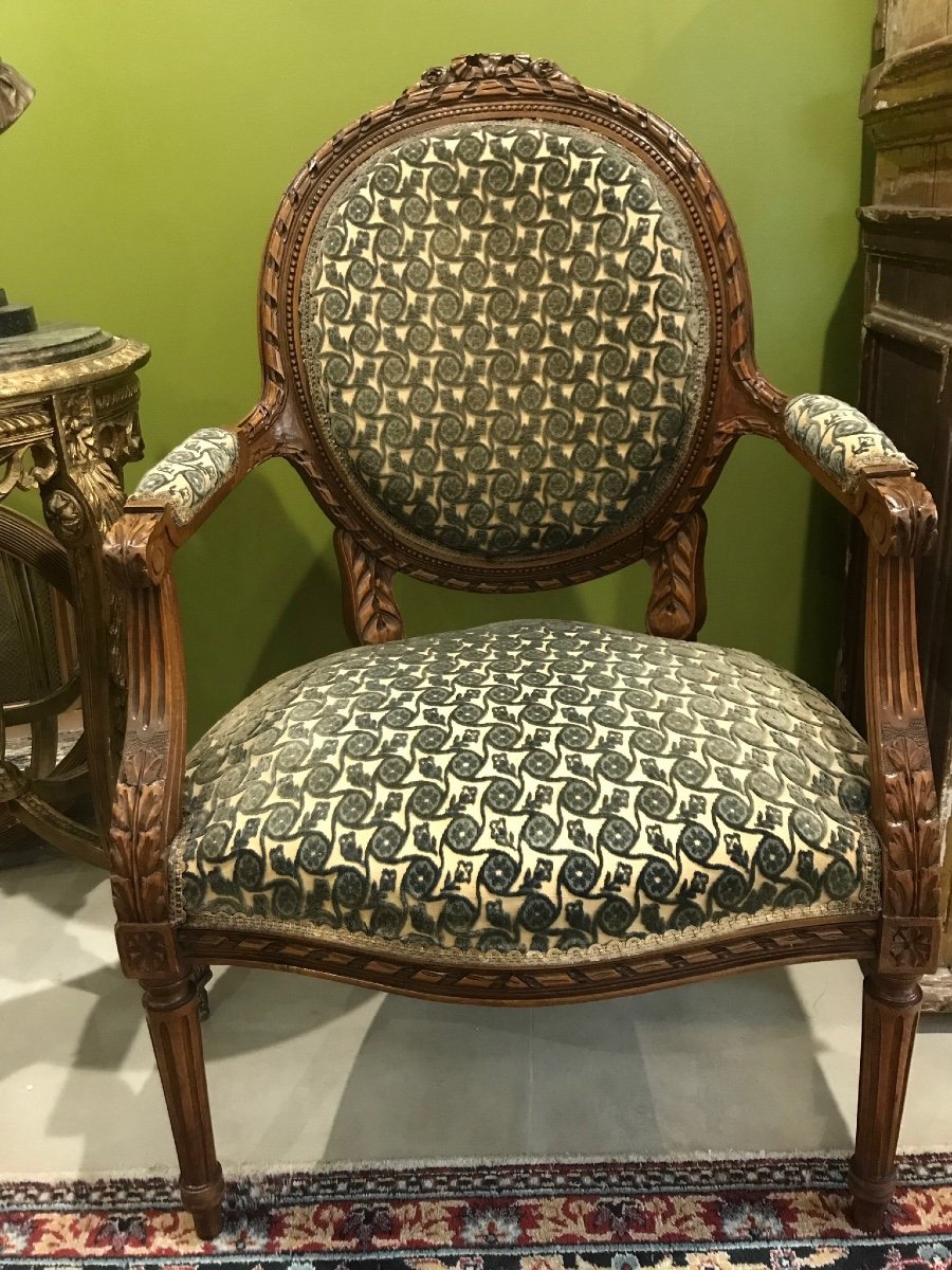 Paire De Fauteuils De Style Transition Louis XVI-photo-2