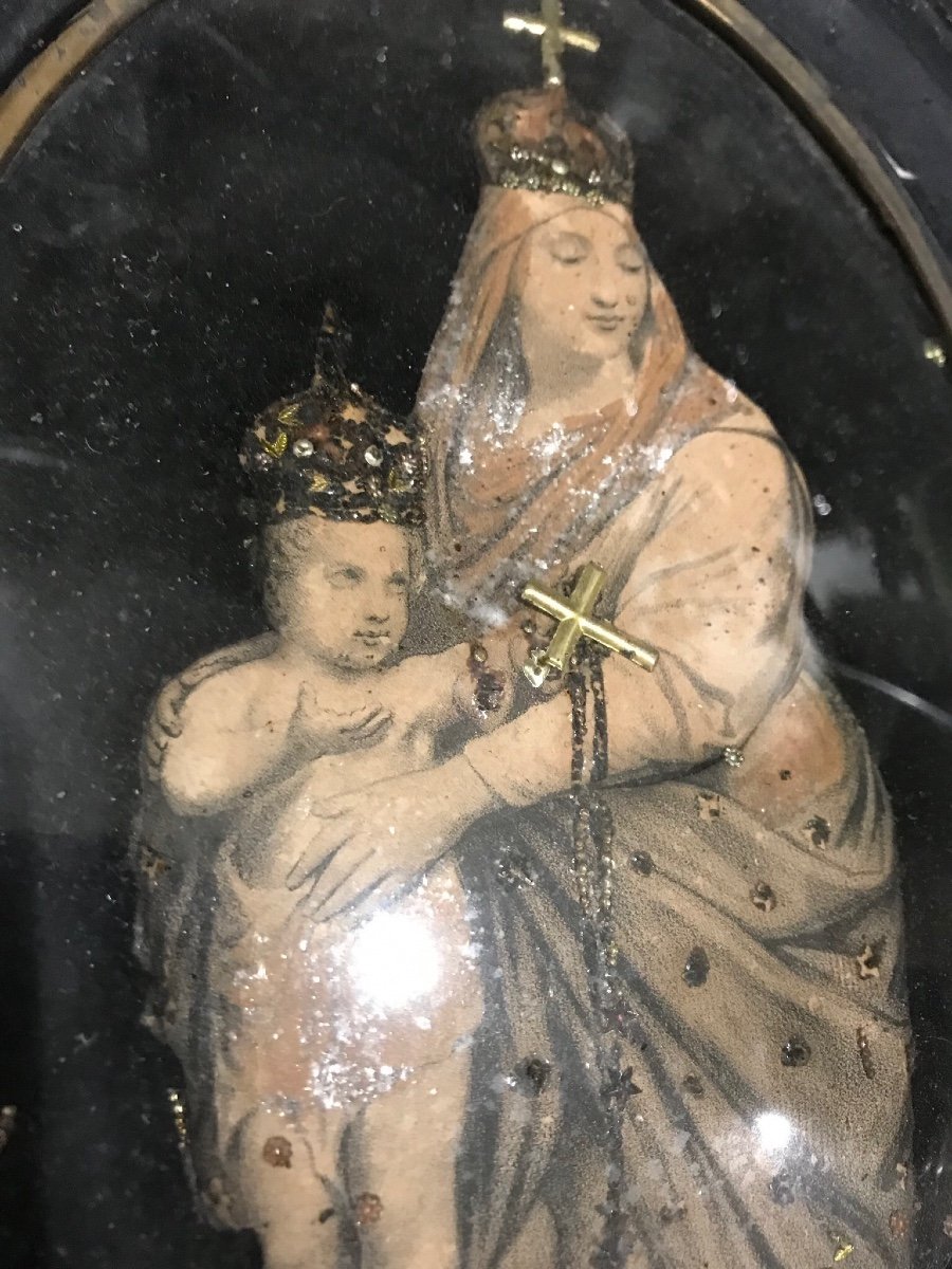 Deux Images Du Christ Et De La Vierge Dans Des Cadres Napoléon III -photo-4