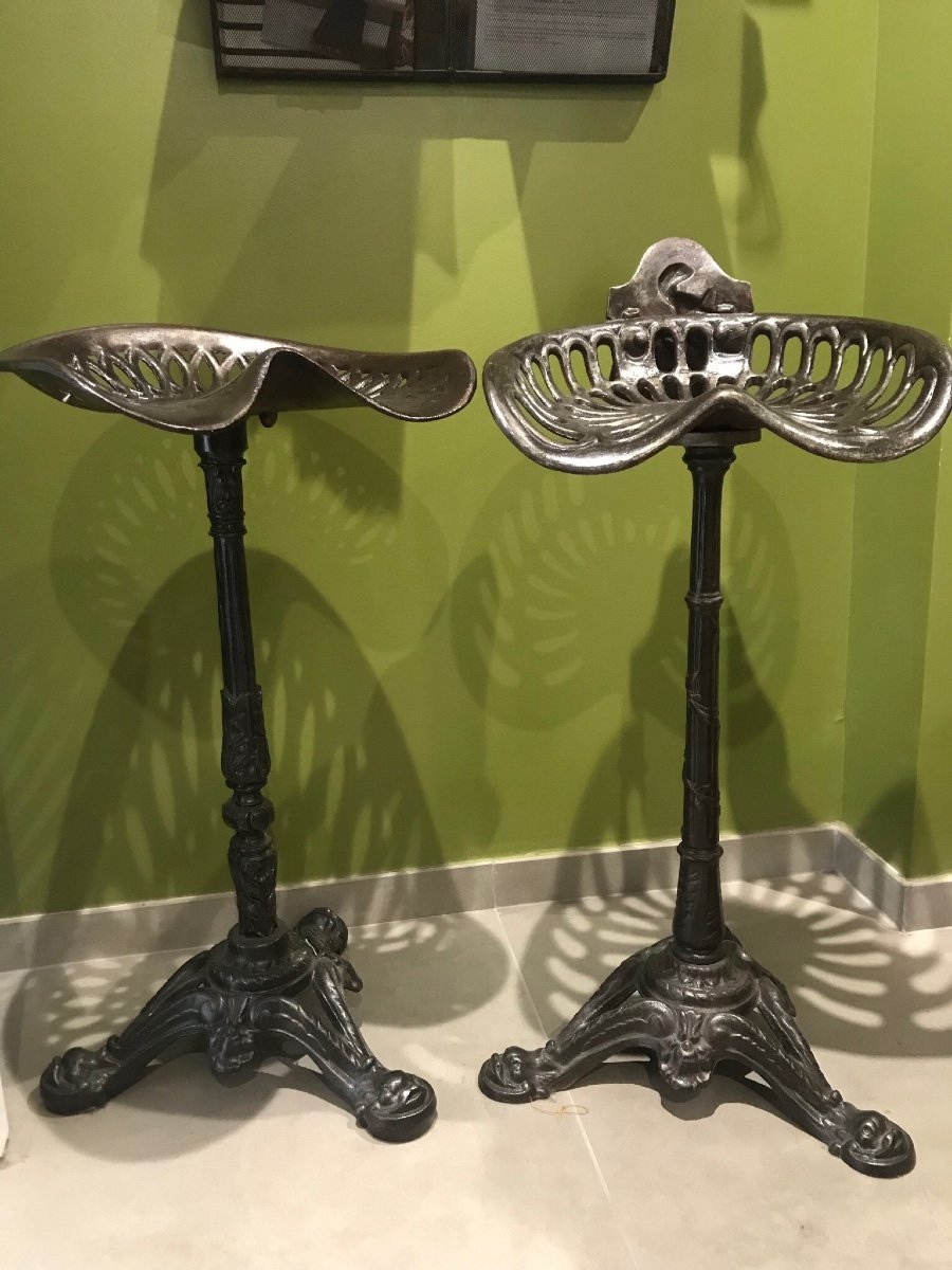 Cast Iron Stools In The Style Of Etienne Fermigier