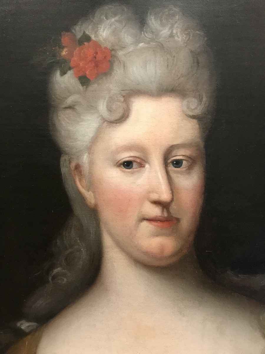 Portrait Présumé De La Comtesse De Lignieres Vers 1710 1720 école De Nicolas De Largilliere -photo-2