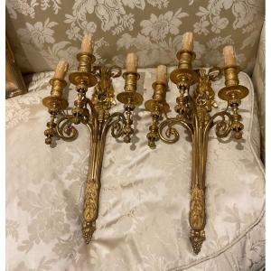 Pair Of Louis XVI Style Gilt Bronze Wall Sconces