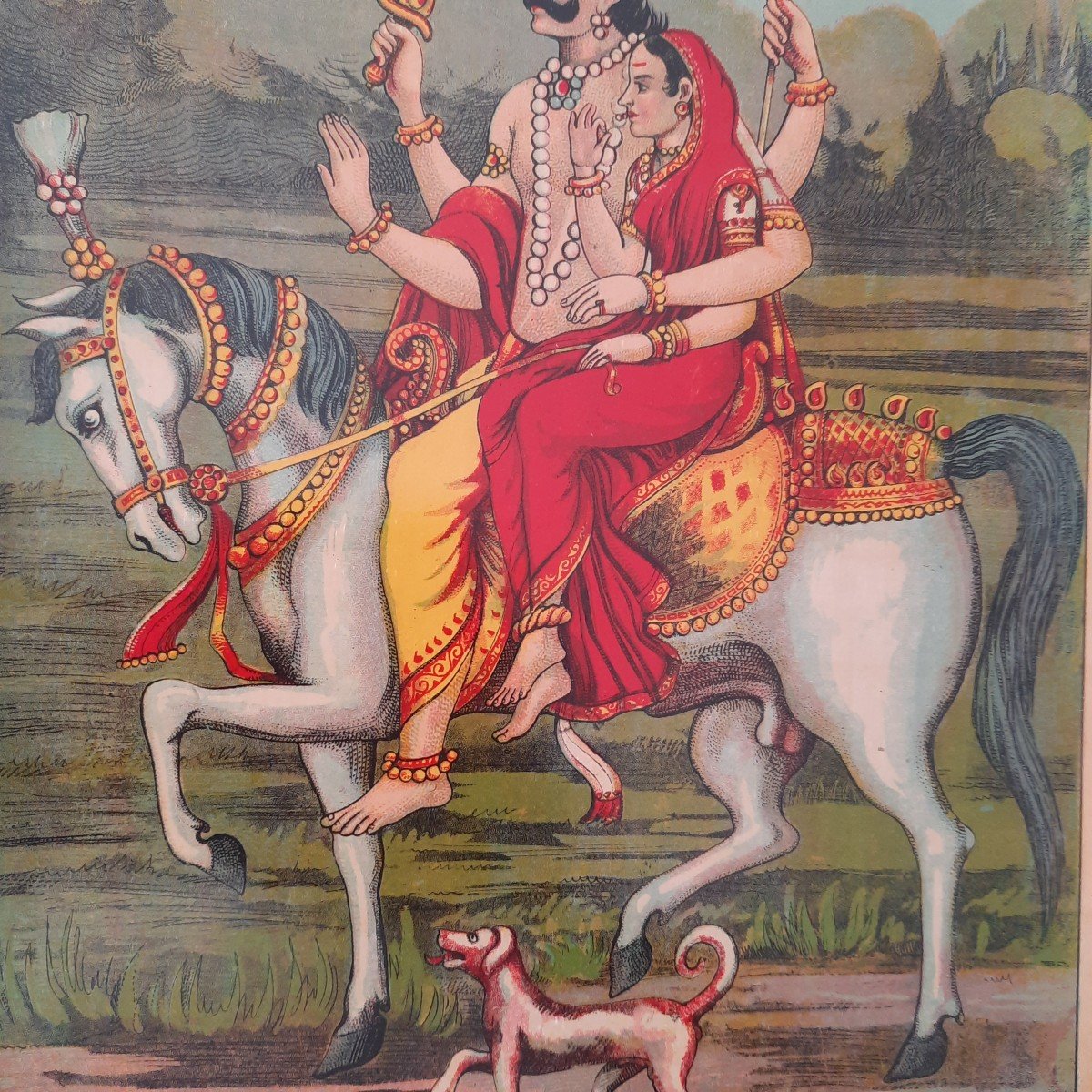 1914 Chromolithographie De Shri Khandoba et  Mahalsa-photo-2