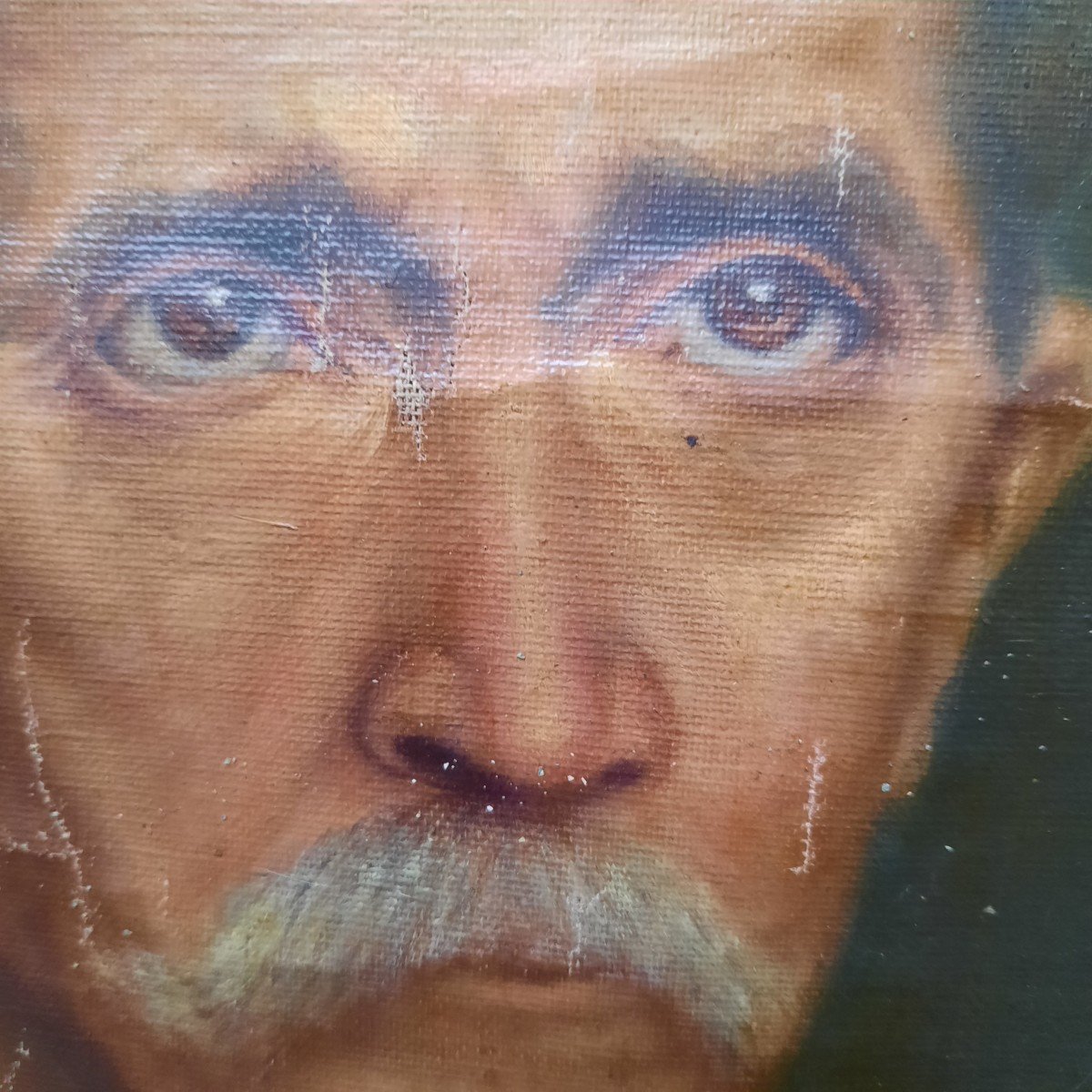 Huile Sur Toile Roulée Portrait d'Homme Moustachu-photo-3