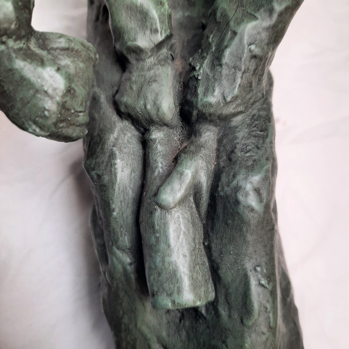 ;;; And God In All That?;;;; Sculpture In Terra Cotta Green Bronze Patina -photo-3