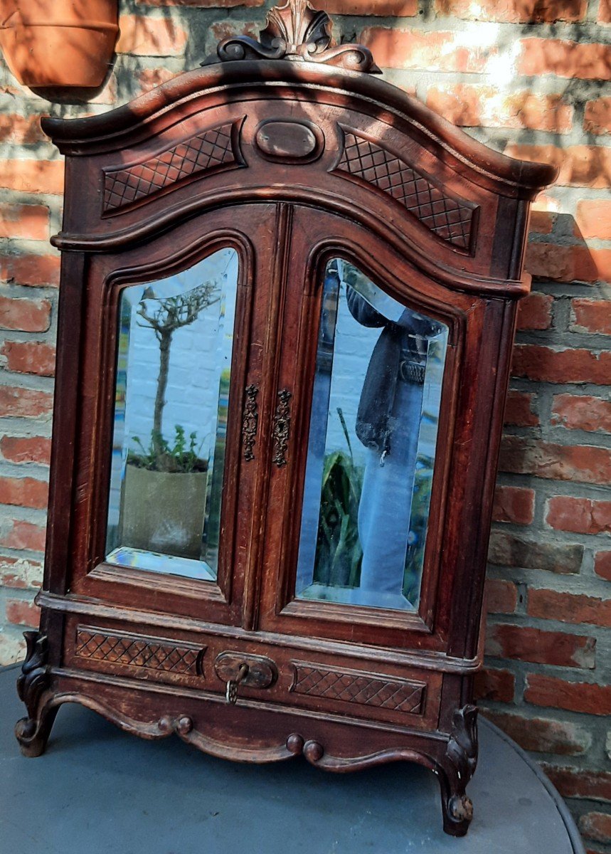 1900s Oak Doll Wardrobe