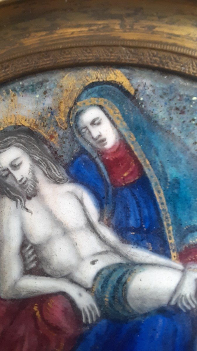 Pieta Emaux De Limoges Sur Cuivre-photo-1