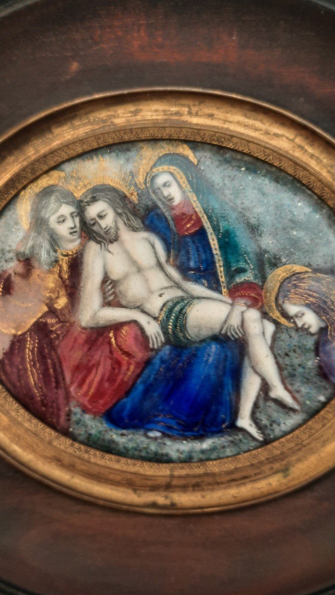 Pieta Emaux De Limoges Sur Cuivre-photo-6