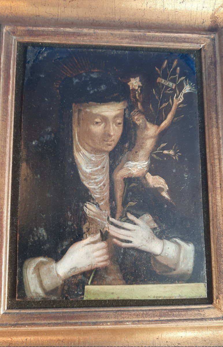 17th Century Copper Painting, Saint Catherine Of Siena...