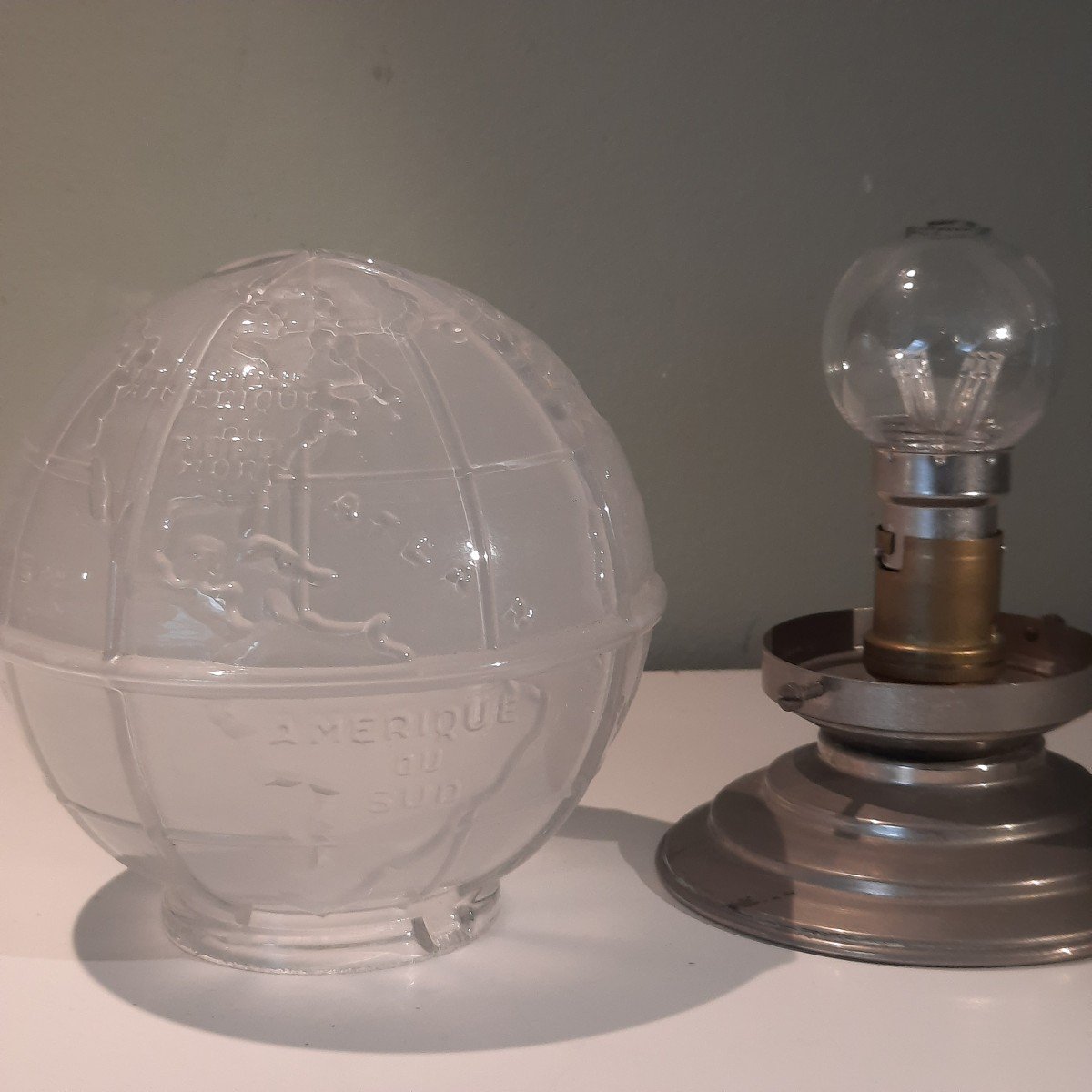 World Map Lamp By Philippe Genet (1885) And Lucien Michon 1930-photo-2