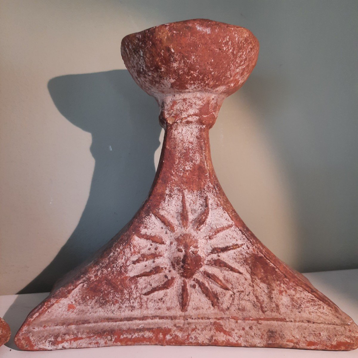 Pair Of Andean Terra Cotta Candlesticks....pre-hispanic-photo-4