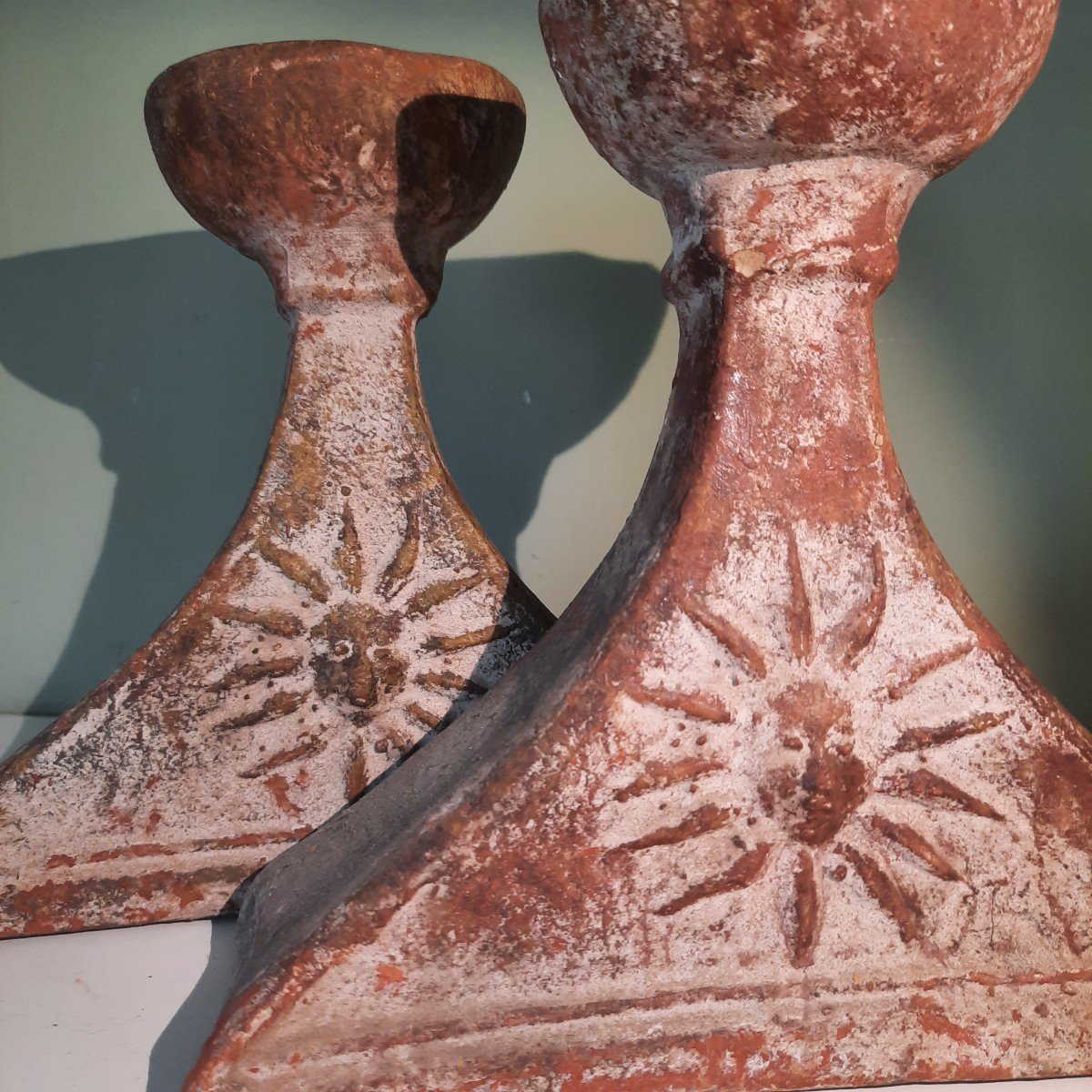 Pair Of Andean Terra Cotta Candlesticks....pre-hispanic-photo-6