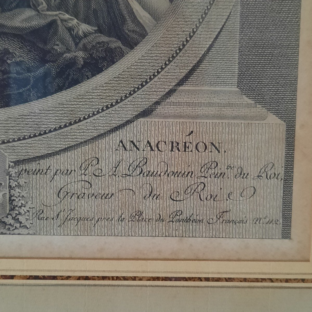  The Poet Anacreon 18th Century Engraving Well Framed-photo-4