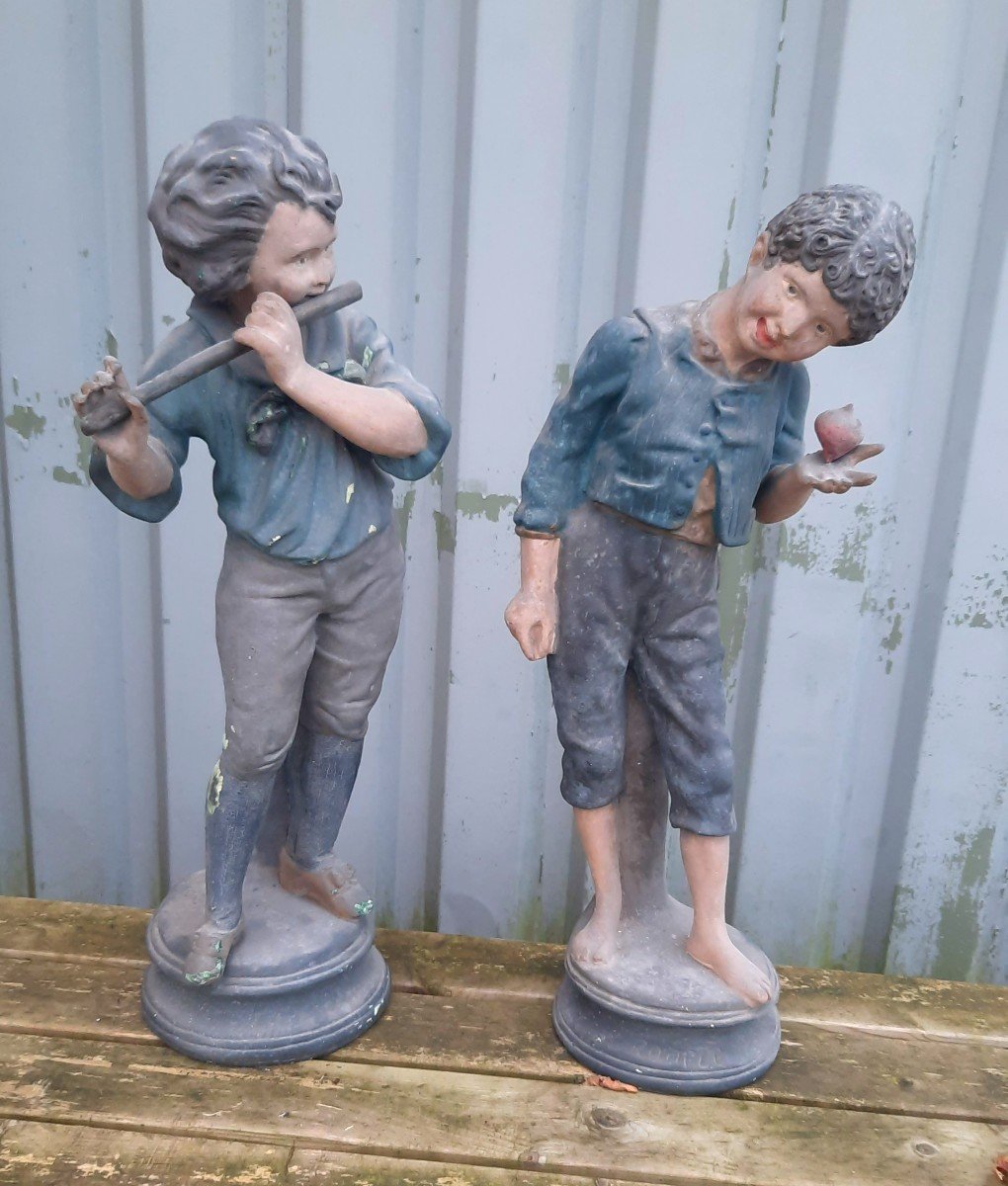  Statues : Duo De Garnements Au  XIXe -photo-2