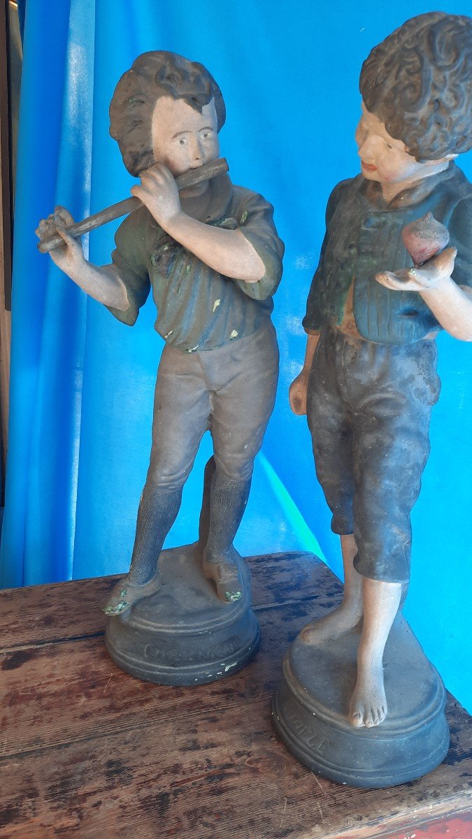  Statues : Duo De Garnements Au  XIXe -photo-3