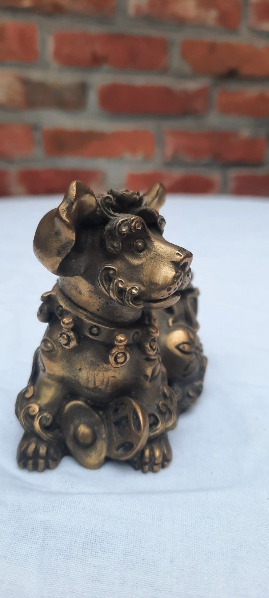 Chinese Bronze Dog In Good Mood-photo-4