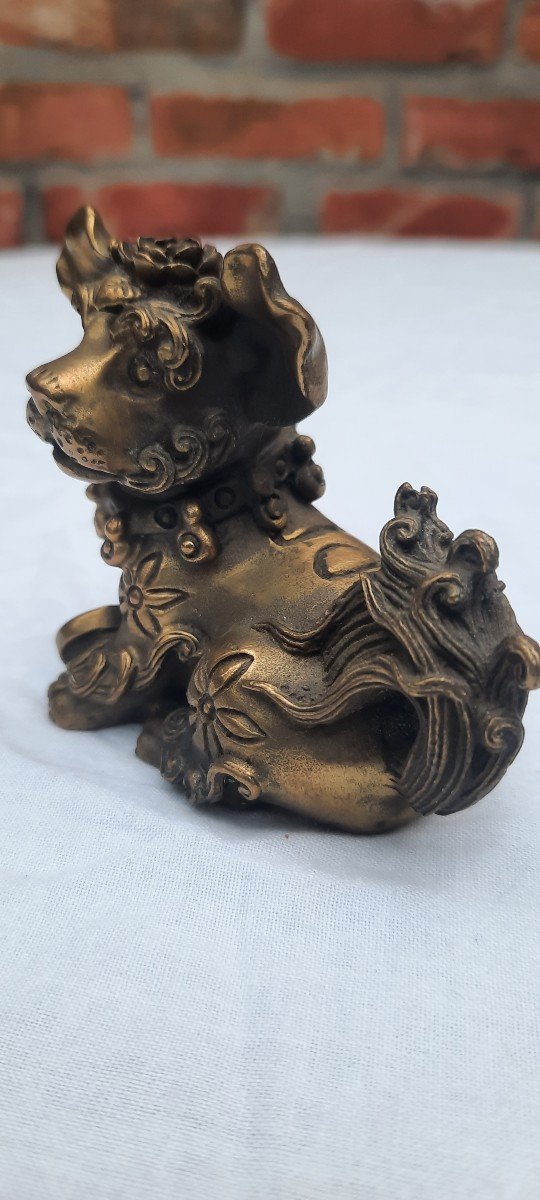 Chinese Bronze Dog In Good Mood-photo-4