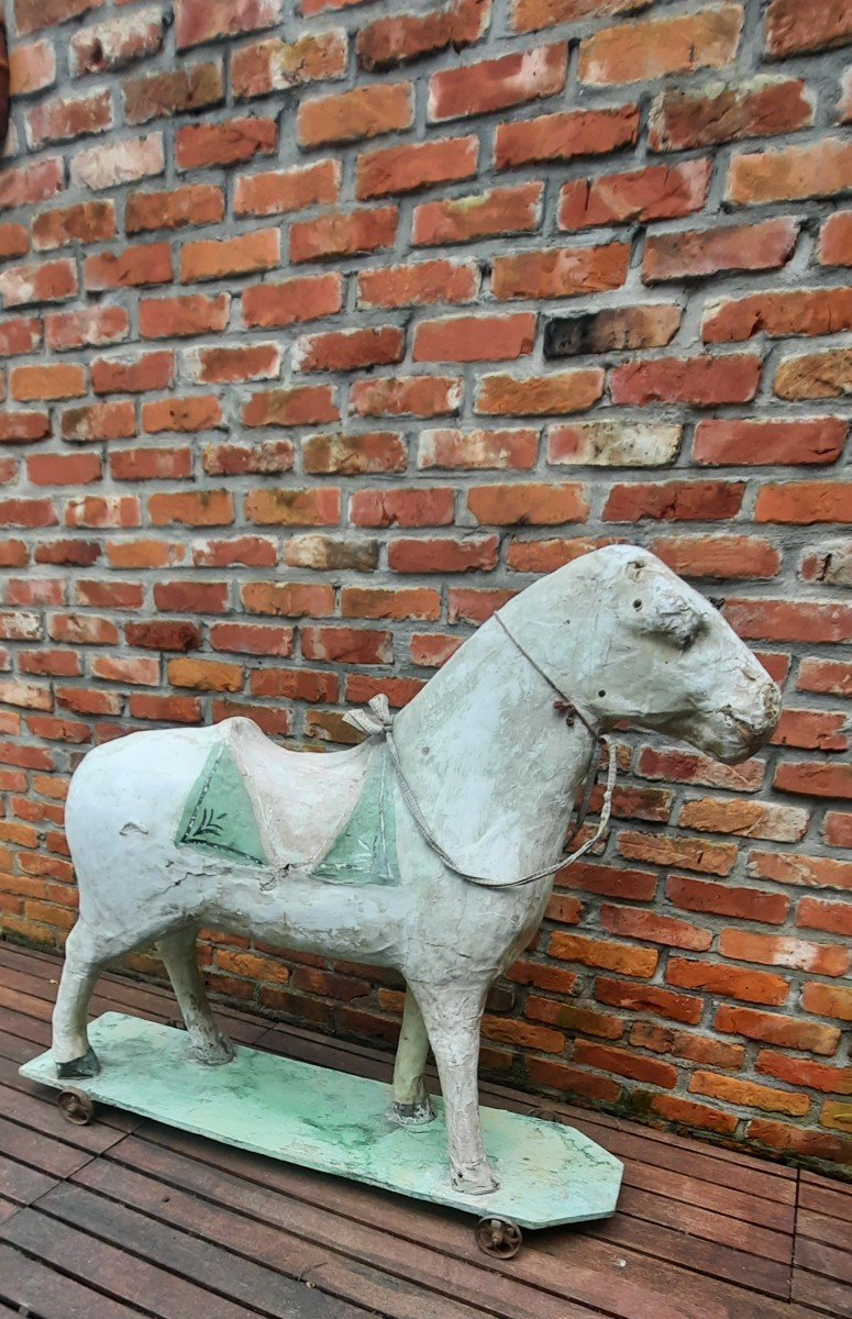 For Ever The Paper Mache Horse On Wheels 19th Century-photo-2