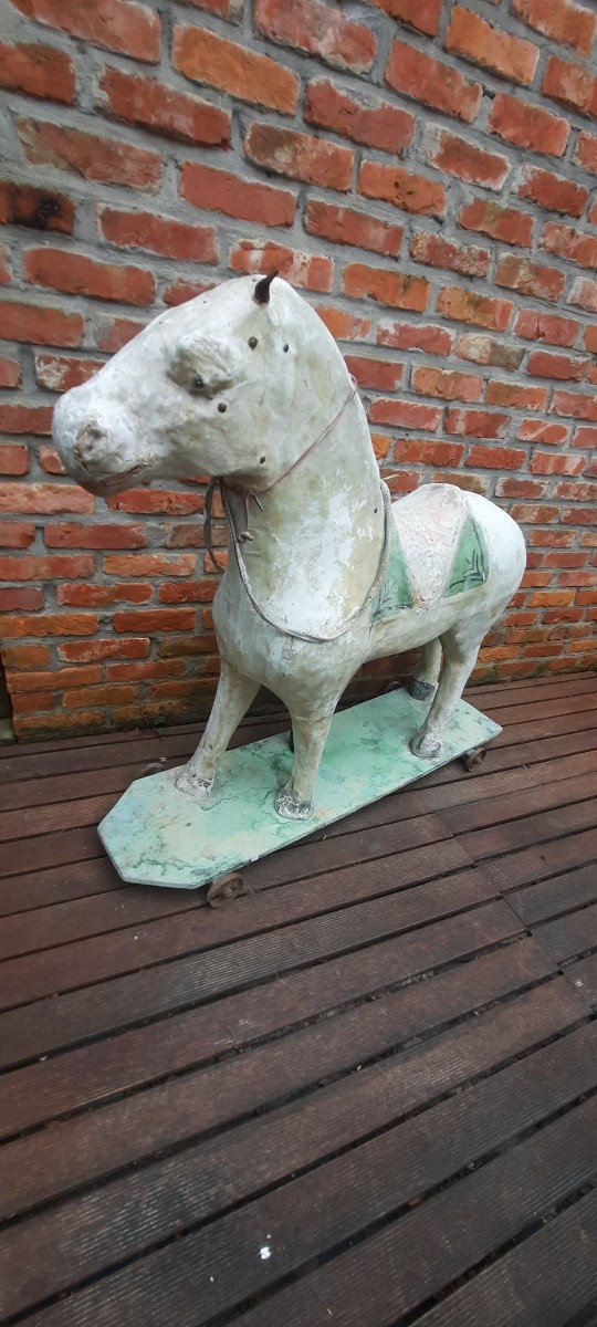 For Ever The Paper Mache Horse On Wheels 19th Century-photo-5