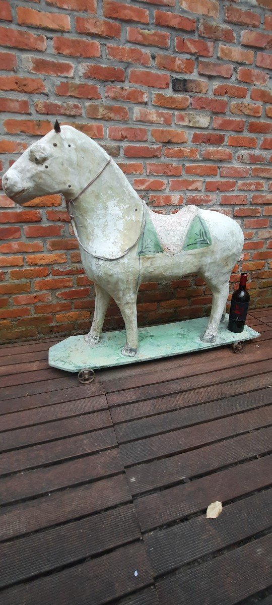 For Ever The Paper Mache Horse On Wheels 19th Century-photo-6