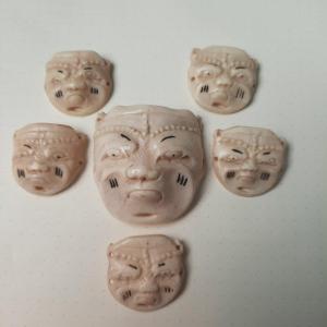 Five Japanese Shosoku Botan From The 19th Century Theater