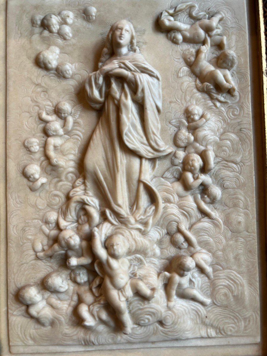 Bas-relief Depicting The Madonna. Southern Italy, Mid-19th Century.-photo-2