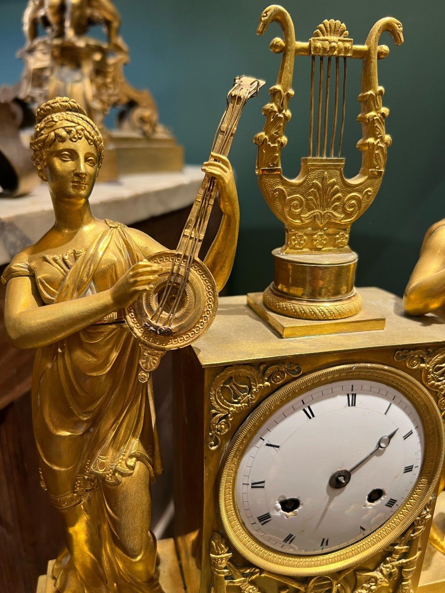 Pendule De Table En Bronze Doré. France, époque Empire-photo-2