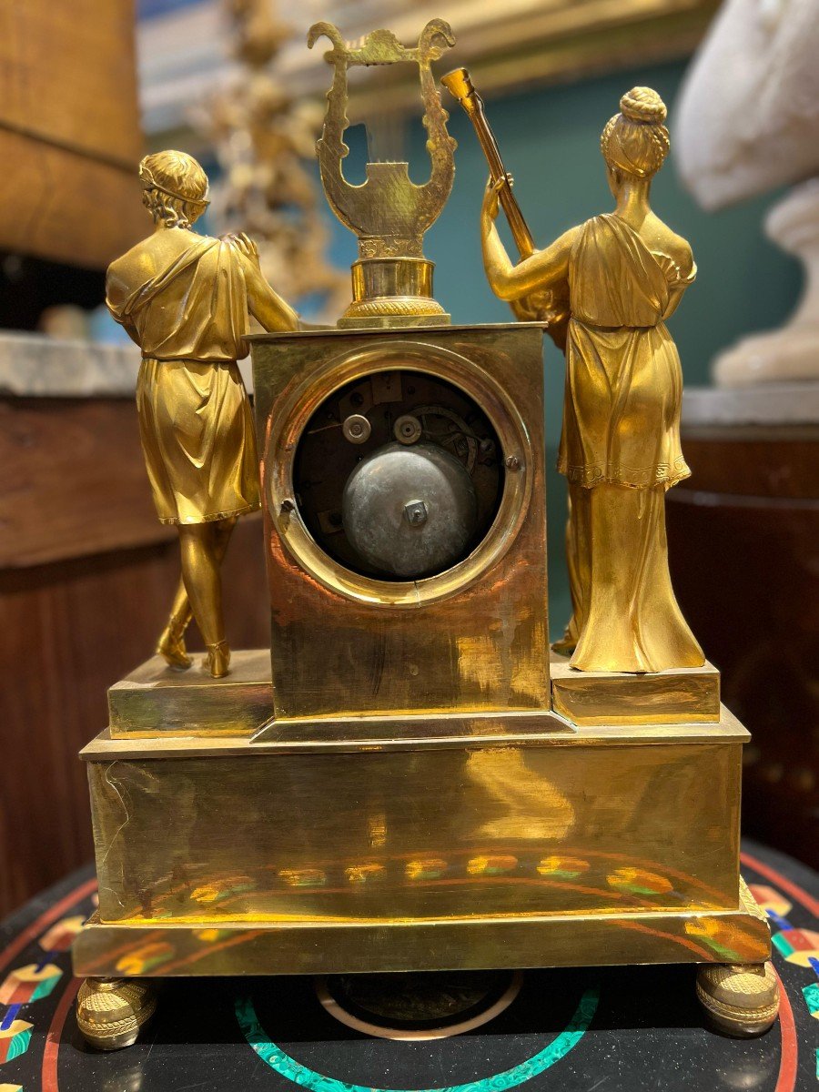 Pendule De Table En Bronze Doré. France, époque Empire-photo-4