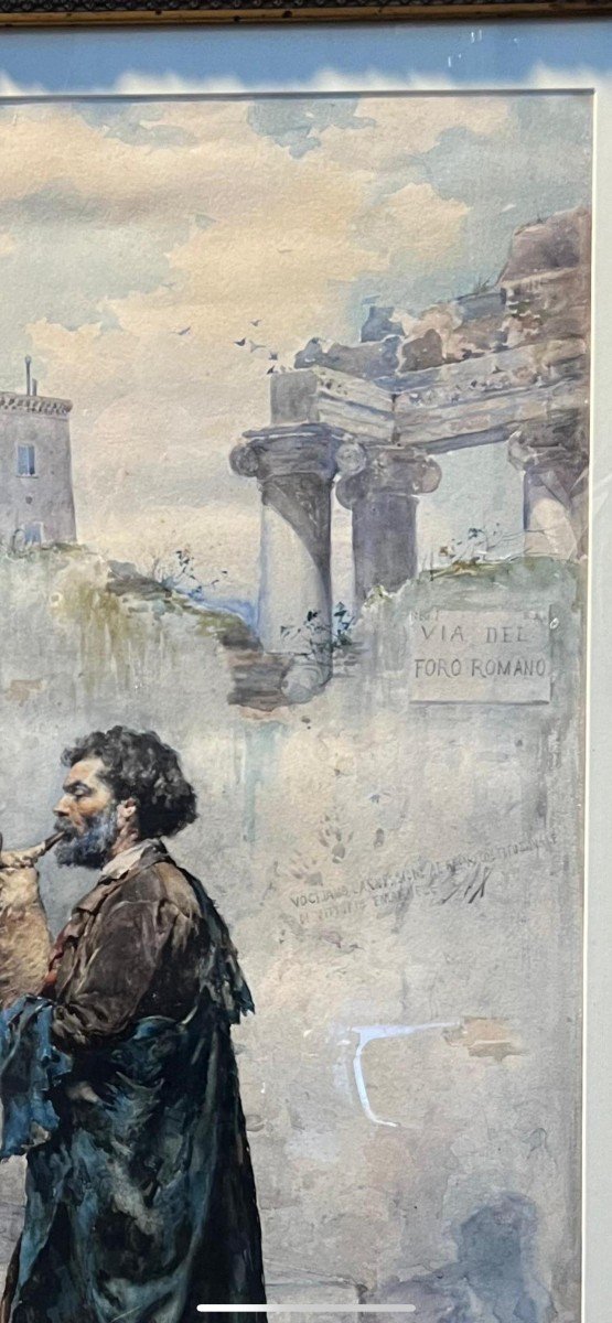 Aquarelle Sur Papier De Rome, Signé Ettore Roesler Franz-photo-3