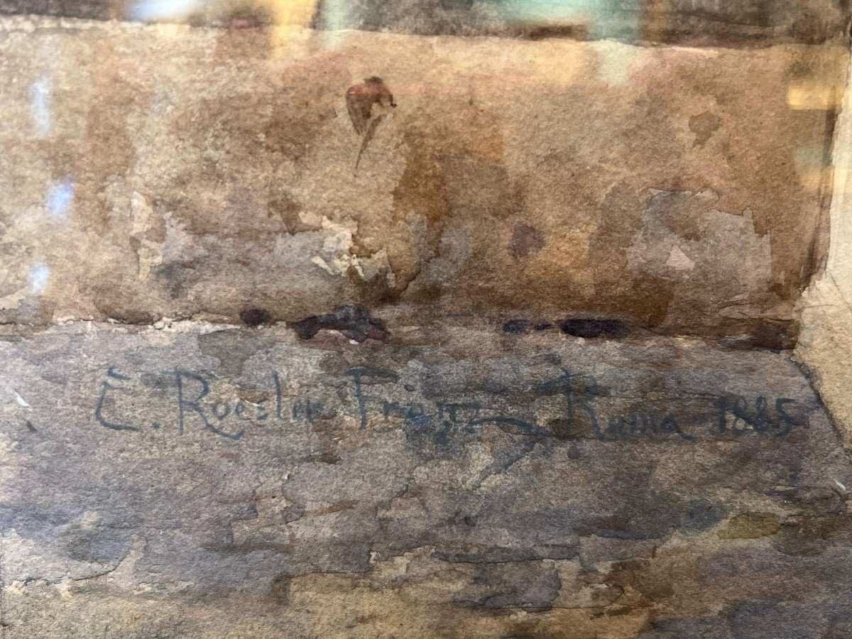 Aquarelle Sur Papier De Rome, Signé Ettore Roesler Franz-photo-4