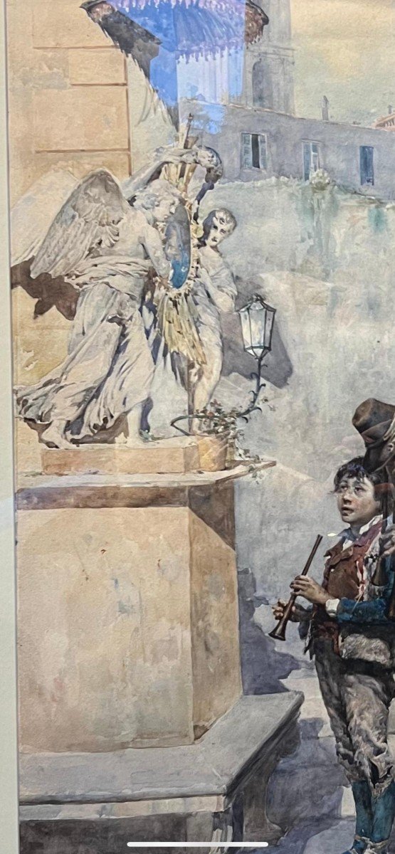 Aquarelle Sur Papier De Rome, Signé Ettore Roesler Franz-photo-1