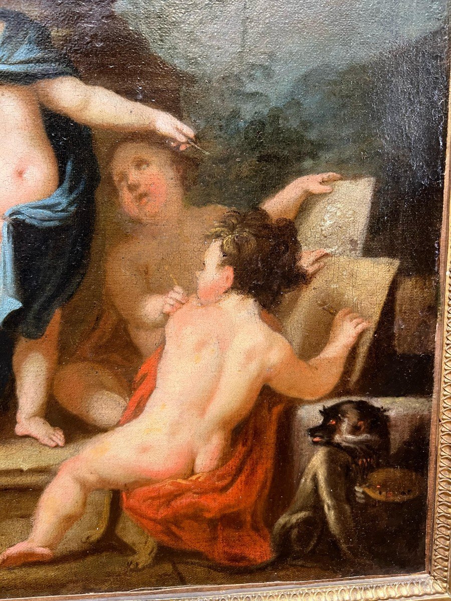 Peinture à l'Huile Sur Toile Représentant Des Putti. Période Néoclassique-photo-4