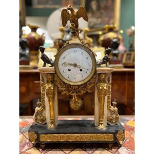 Marble And Gilt Bronze Table Clock. France, Empire Period.