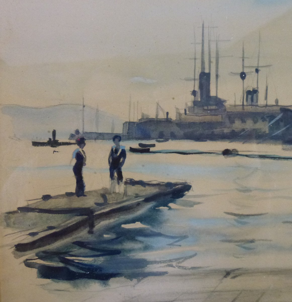 Paul Perraudin, "toulon The Former Bagne 1953" Watercolor-photo-4