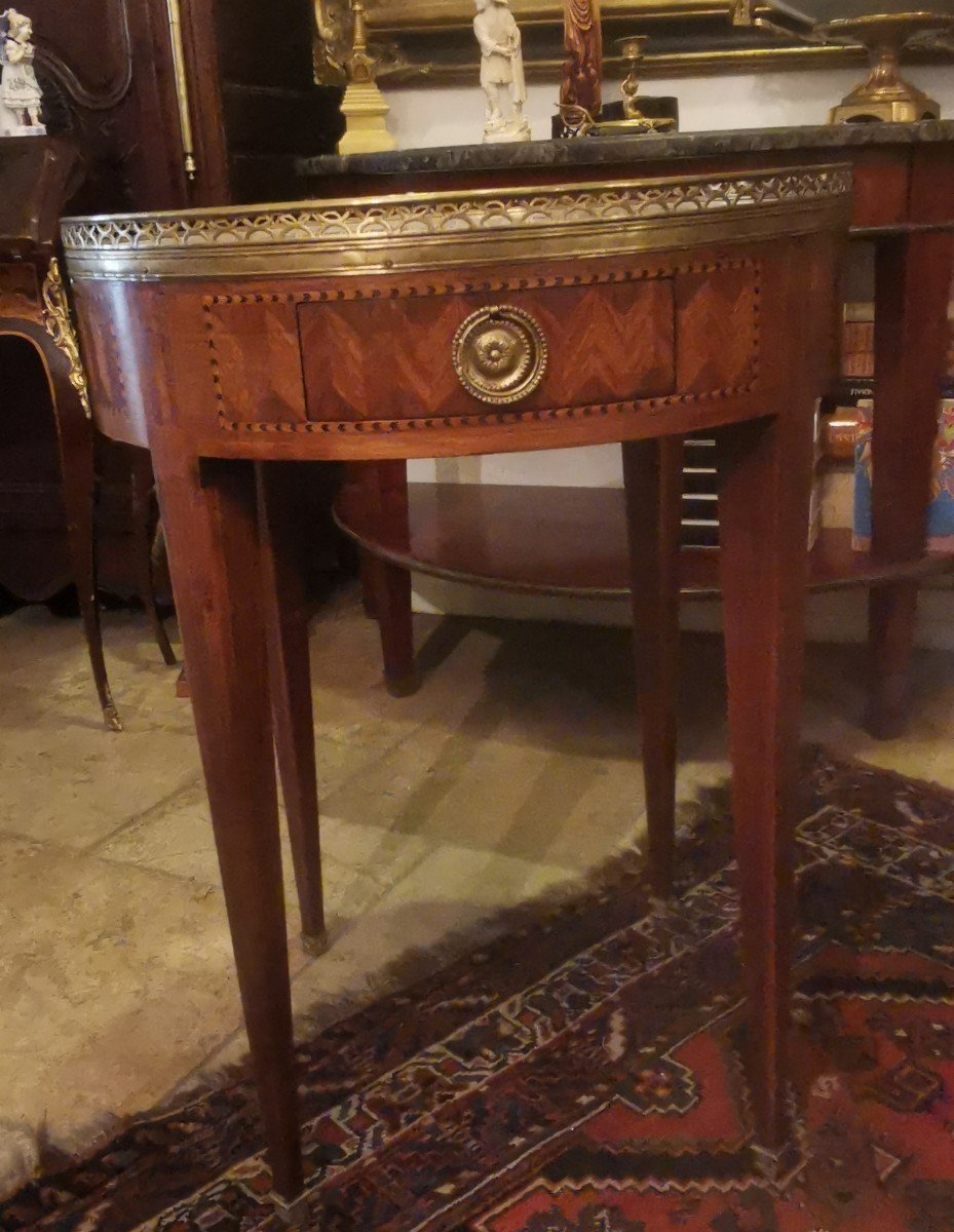 Table Bouillotte En Marqueterie Style Louis XVI XIX