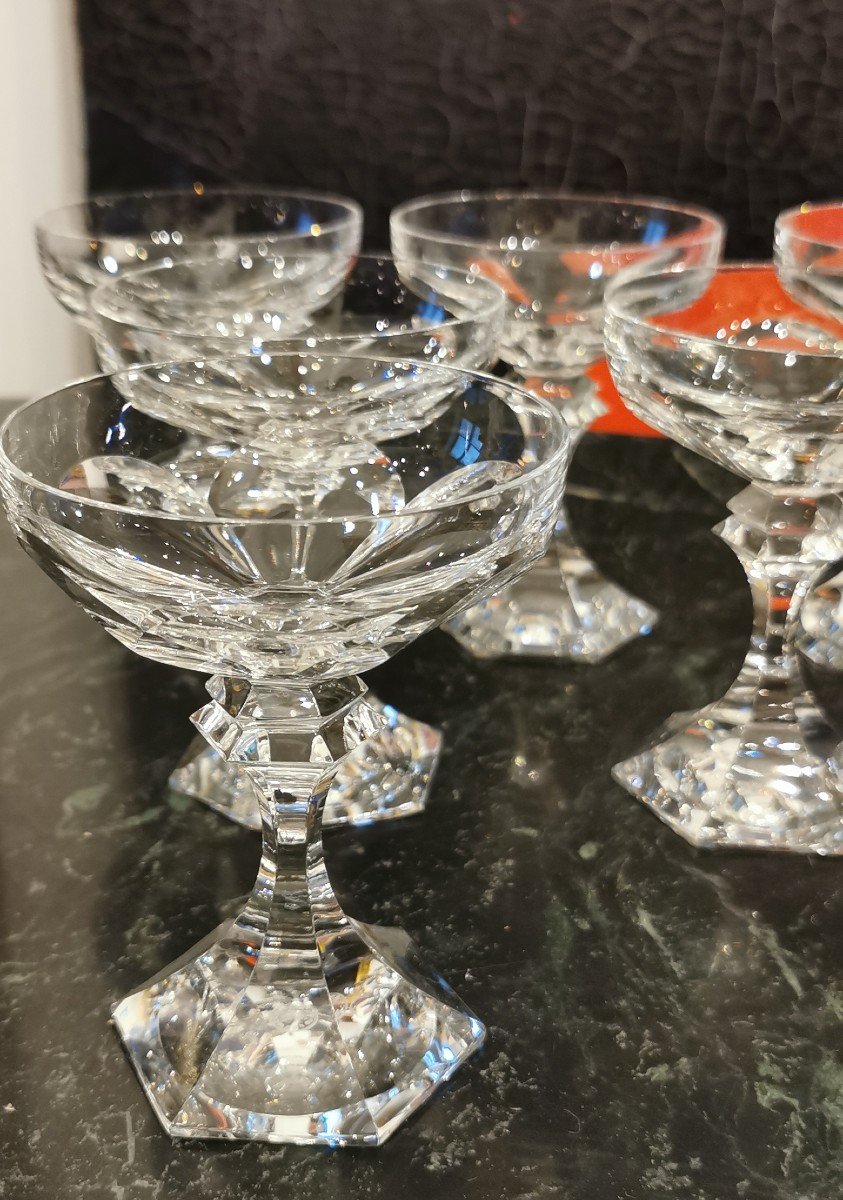 Set Of 7 Chambord Crystal Champagne Glasses From Saint Louis -photo-2