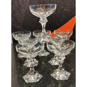 Set Of 7 Chambord Crystal Champagne Glasses From Saint Louis 