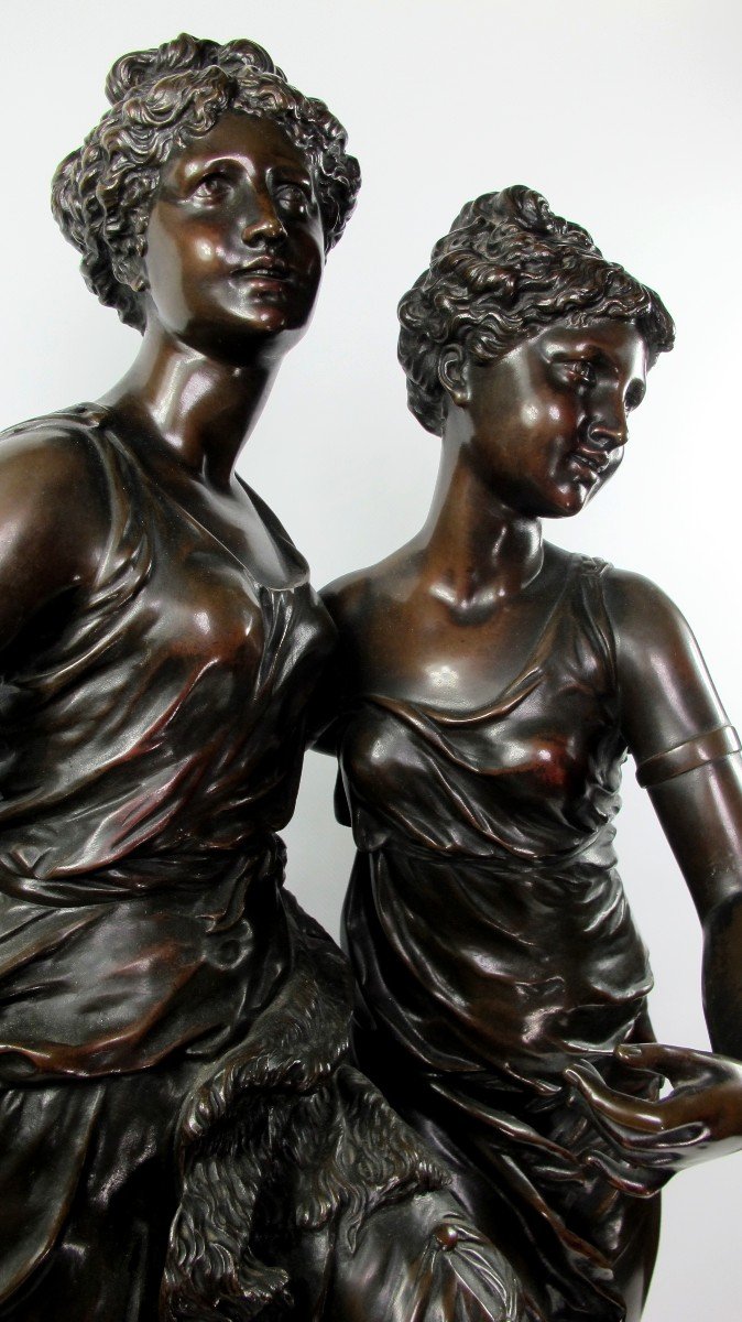 Important Groupe En Bronze Représentant « L’innocence Et Le Plaisir » De Jean Jules B. Salmson -photo-2