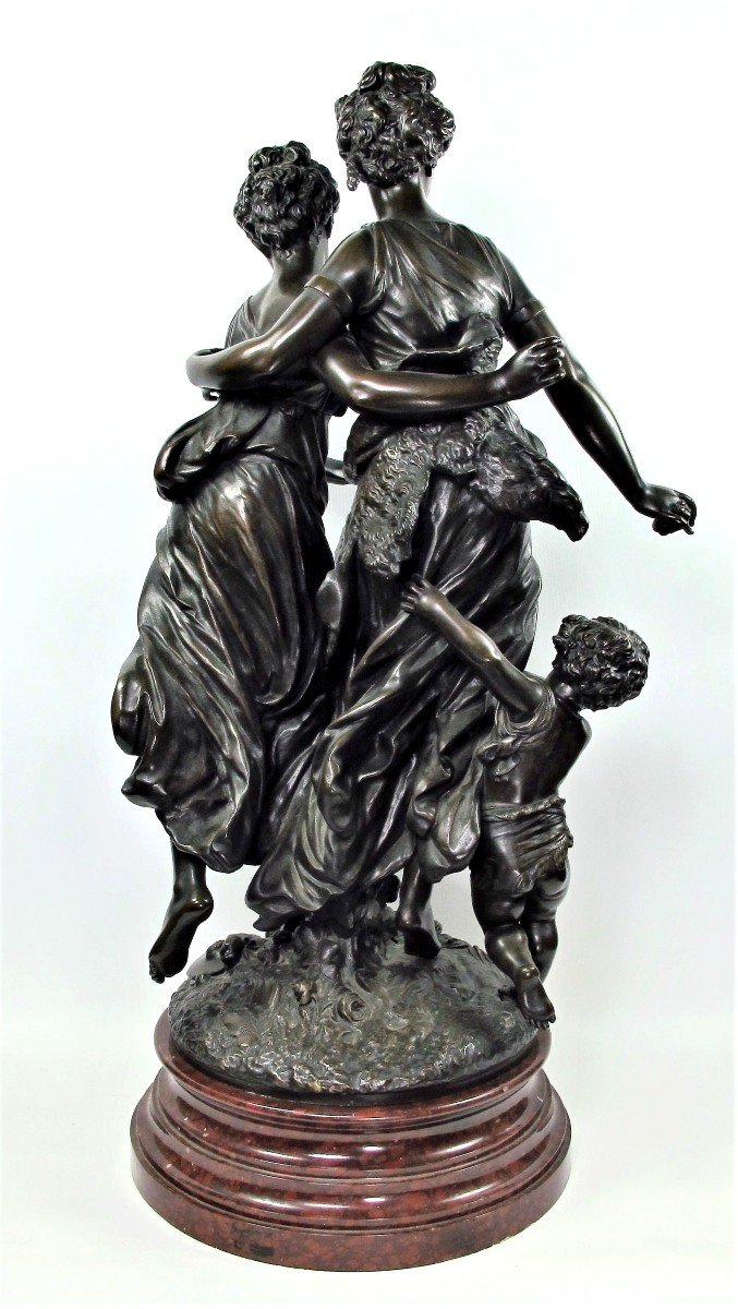 Important Groupe En Bronze Représentant « L’innocence Et Le Plaisir » De Jean Jules B. Salmson -photo-1