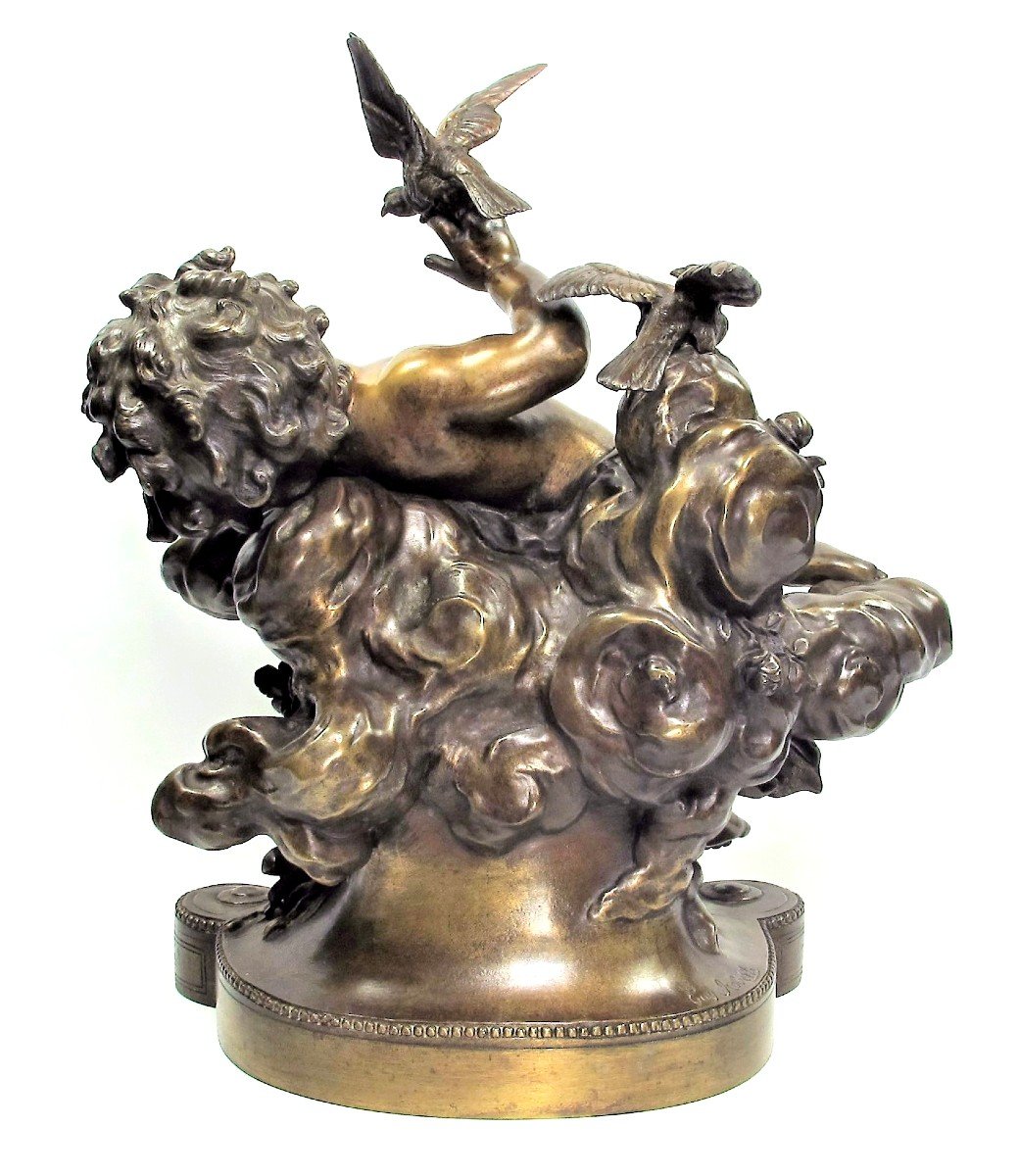 Sculpture En Bronze D’eugène Robert (1831-1912), Intitulée « Le Réveil Du Printemps »-photo-2