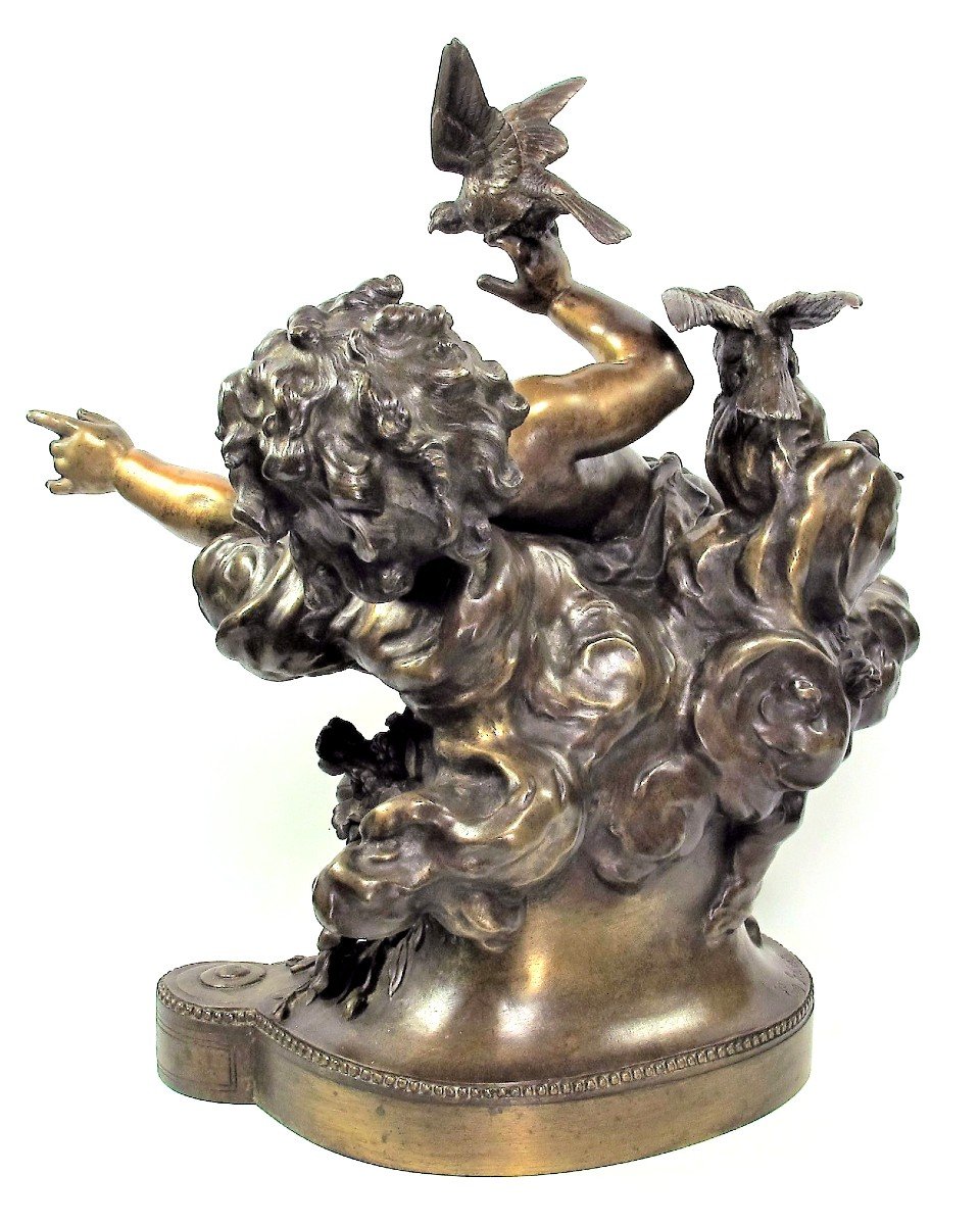 Sculpture En Bronze D’eugène Robert (1831-1912), Intitulée « Le Réveil Du Printemps »-photo-3